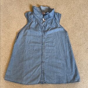 Sleeveless Chambray Button-Up Top